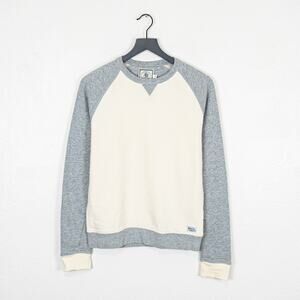 J.Press York ST. Crew Neck Raglan Sweatshirt Gray Cream Cotton Small